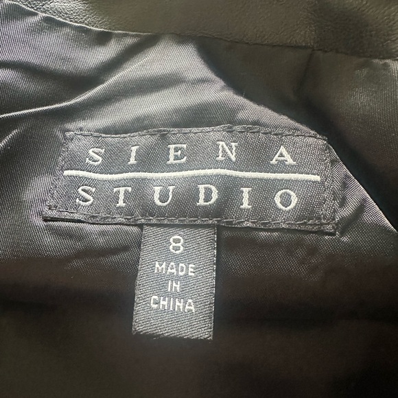 Siena Studio Black Leather Midi Skirt Size 8 - Picture 6 of 8